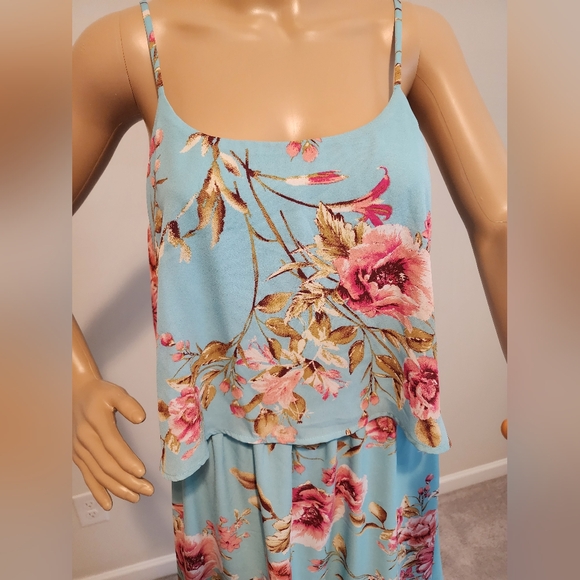 Macy's Cloud & Sky Auqa Blue Floral Sundress - Picture 4 of 7
